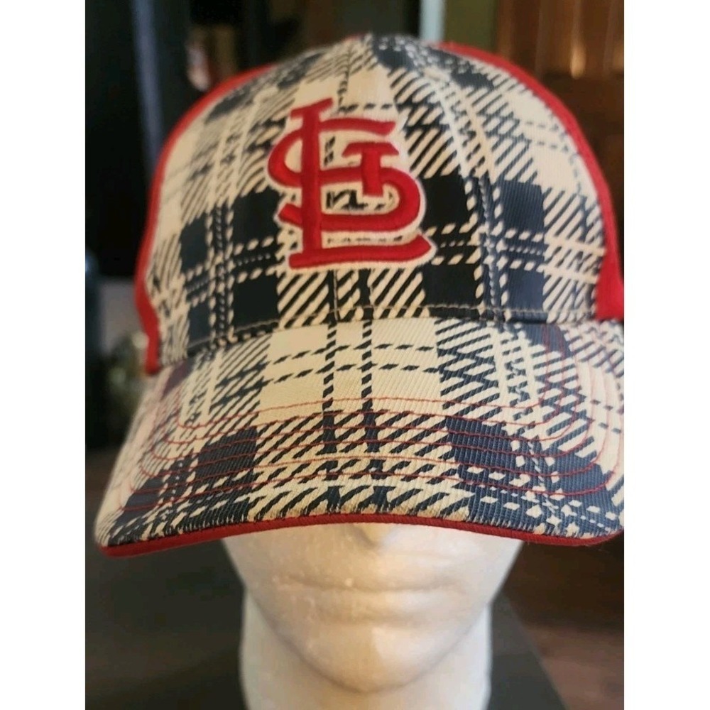 47Twins St. Louis Cardinals MLB Hat Plaid Cap Adjustable Strap OSFM R15